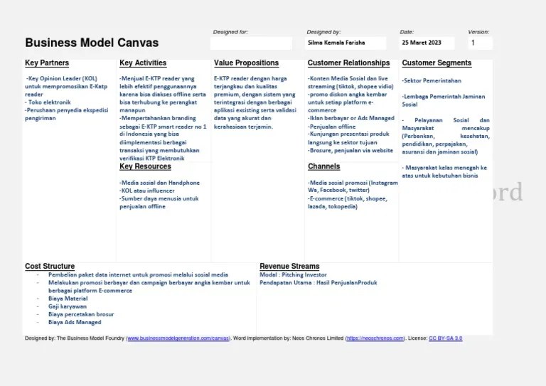 Business Model Canvas | PDF | Ilmu Sosial | Komputer