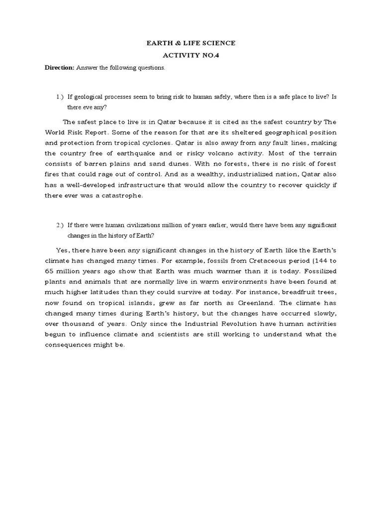Activity 4 (Earth And Life Science) | PDF