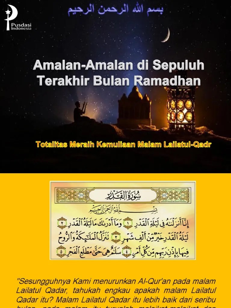 Amalan-Amalan Di Sepuluh Malam Terakhir | PDF