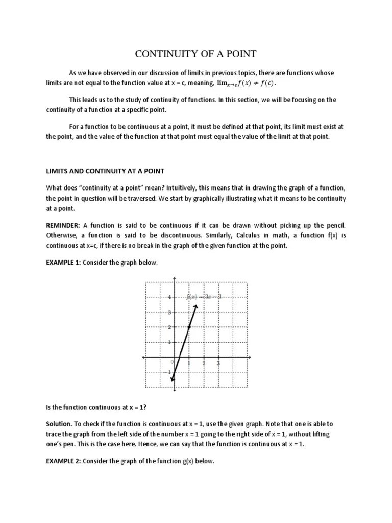 Continuity At A Point-2 | PDF | Function (Mathematics) | Continuous ...