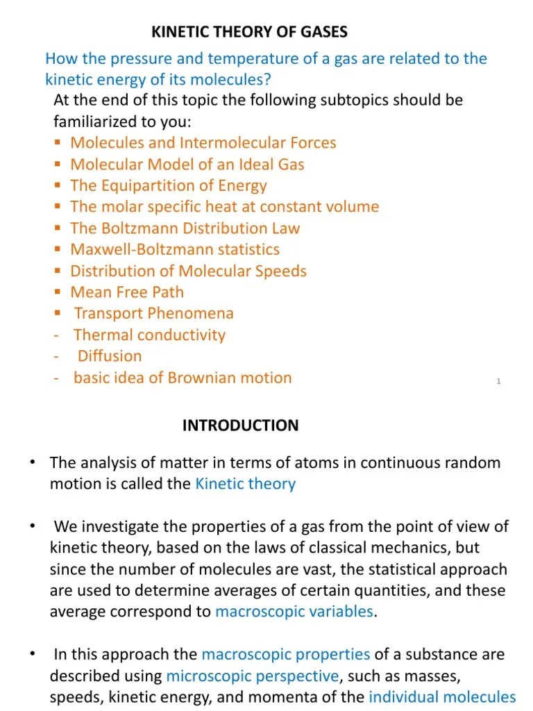 3 Kinetic Theory Of Gases | PDF | Gases | Thermal Conduction