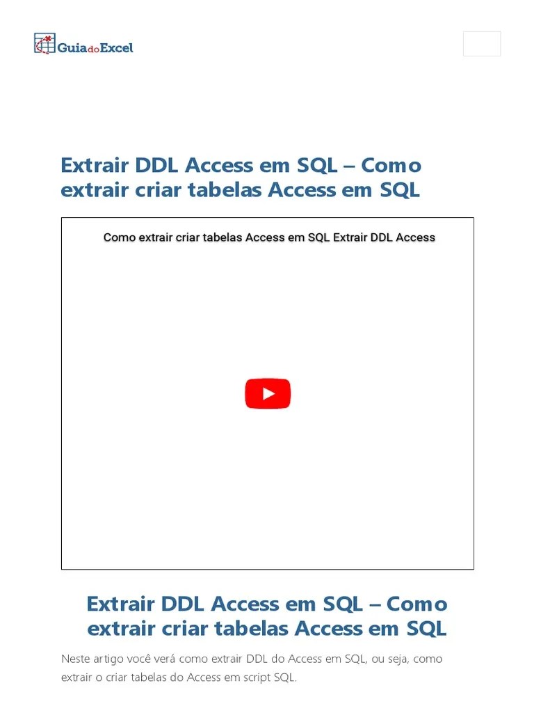 Extraindo O SQL De Criação De Tabelas Do Access Automaticamente Através ...