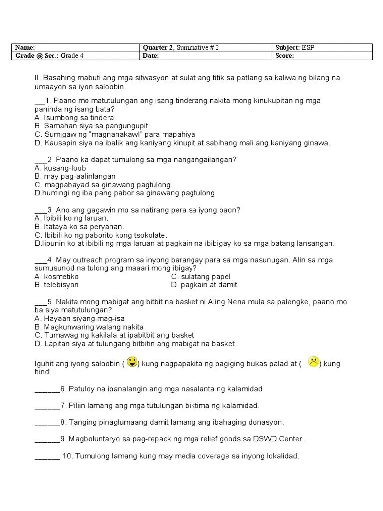 Summative Test Grade 4 Q2 | PDF