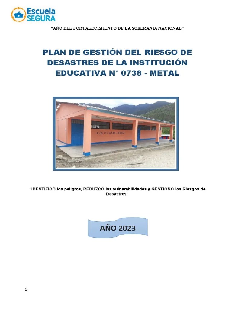 Plan De Gestión Del Riesgo De Desastres Con Actividades De Contingencia ...