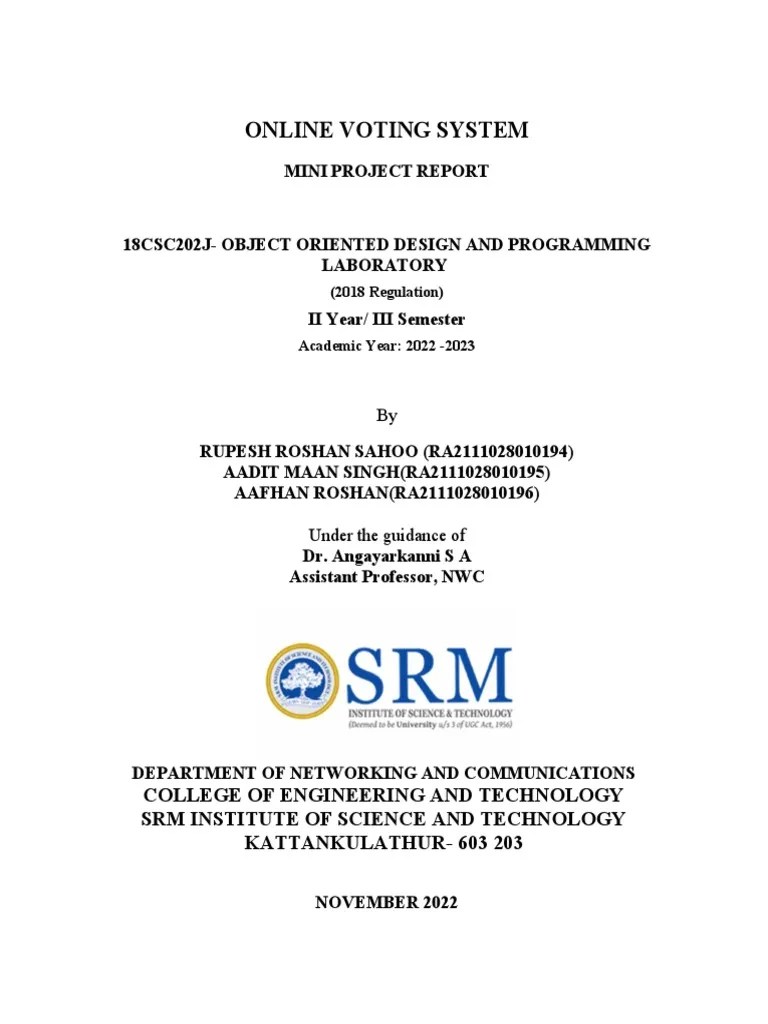 29 - MiniProject - ONLINE VOTING SYSTEM | PDF | Use Case | Class ...