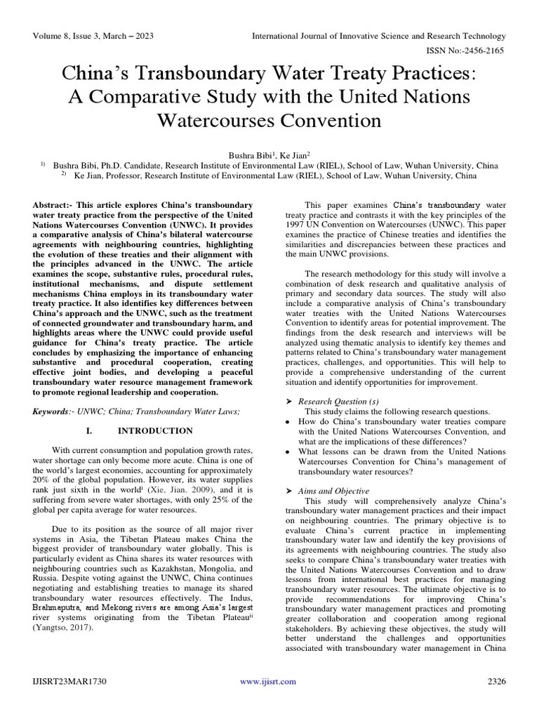 China's Transboundary Water Treaty Practices: A Comparative Study With ...