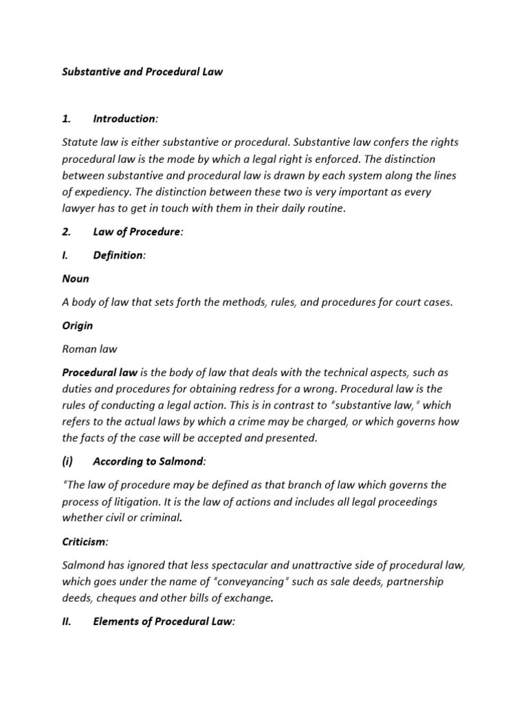 Substantive And Procedural Law | PDF | Procedural Law | Lawsuit