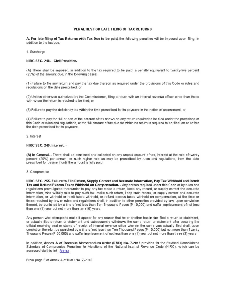 Penalties For Late Filing Of Tax Returns | PDF | Taxes | Fine (Penalty)