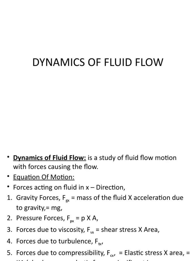 Dynamics Of Fluid Flow | PDF | Fluid Dynamics | Force