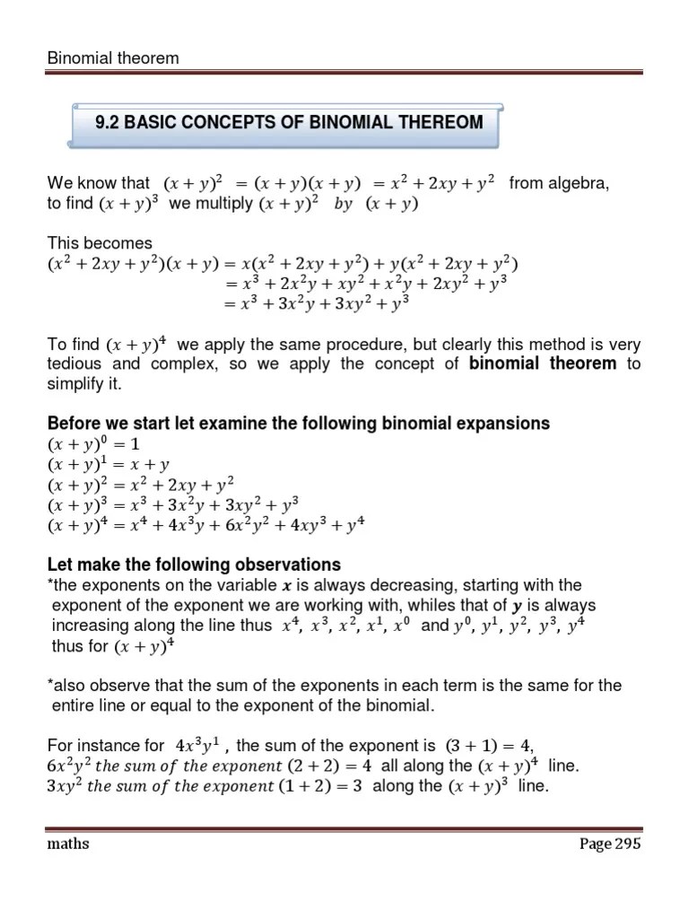 Binomial Theorem | PDF | Elementary Mathematics | Numbers