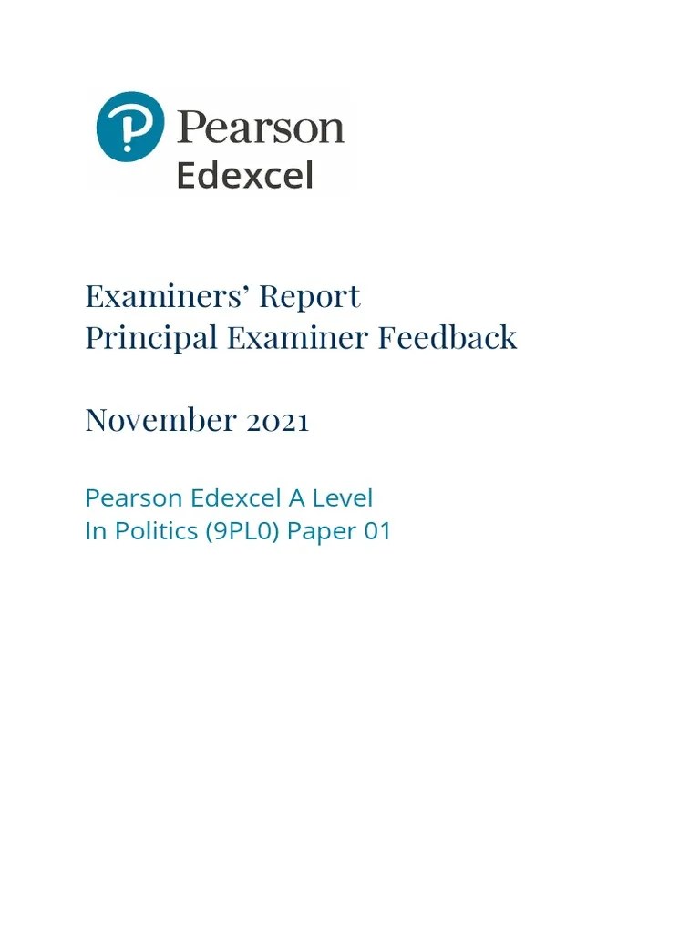 2021 Edexcel A-Level Politics Examiners' Report Paper 01 | PDF | Essays ...