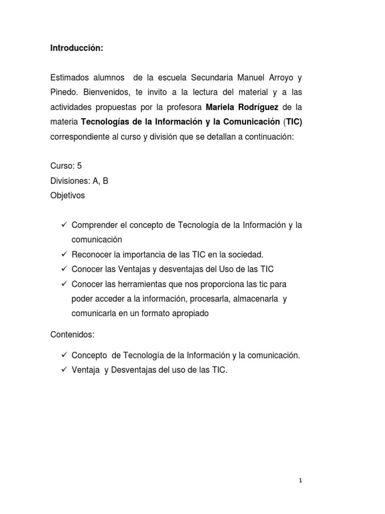 TIC - 5to - 2020-Clase1 | PDF | Tecnología De Información Y Comunicaciones | Internet