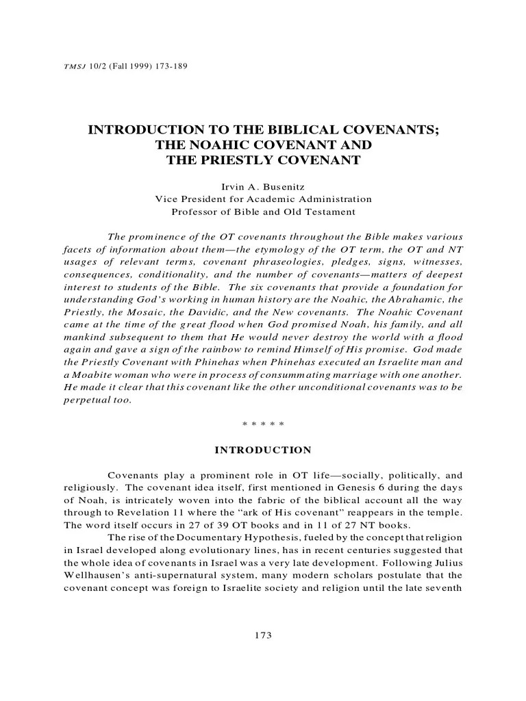 Introduction To Biblical Covenants | PDF | Covenant (Biblical) | Theology