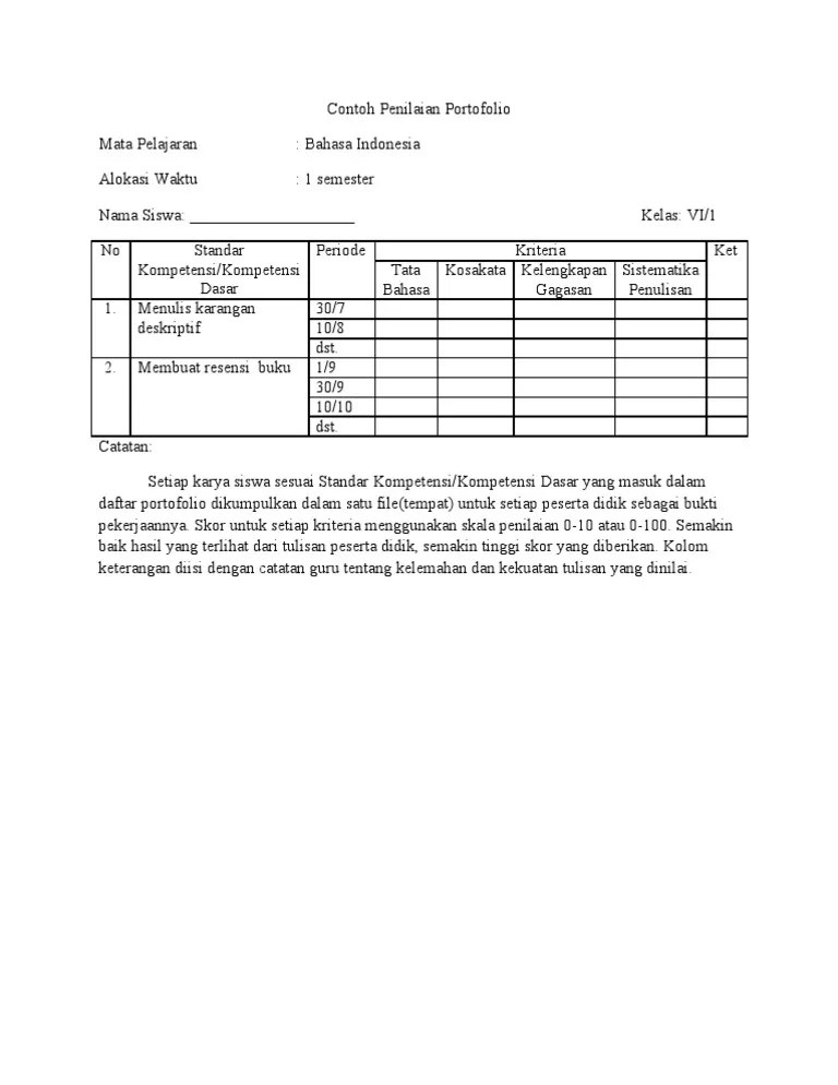 Modul pengembangan keprofesian berkelanjutan guru pjok smk kke pedagogik. Contoh Portofolio Siswa Sd Kelas 6