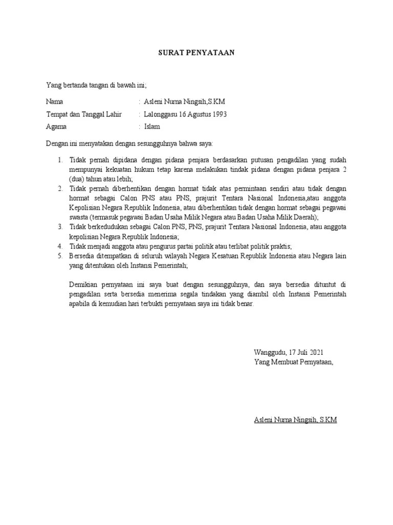 Surat Pernyataan | PDF
