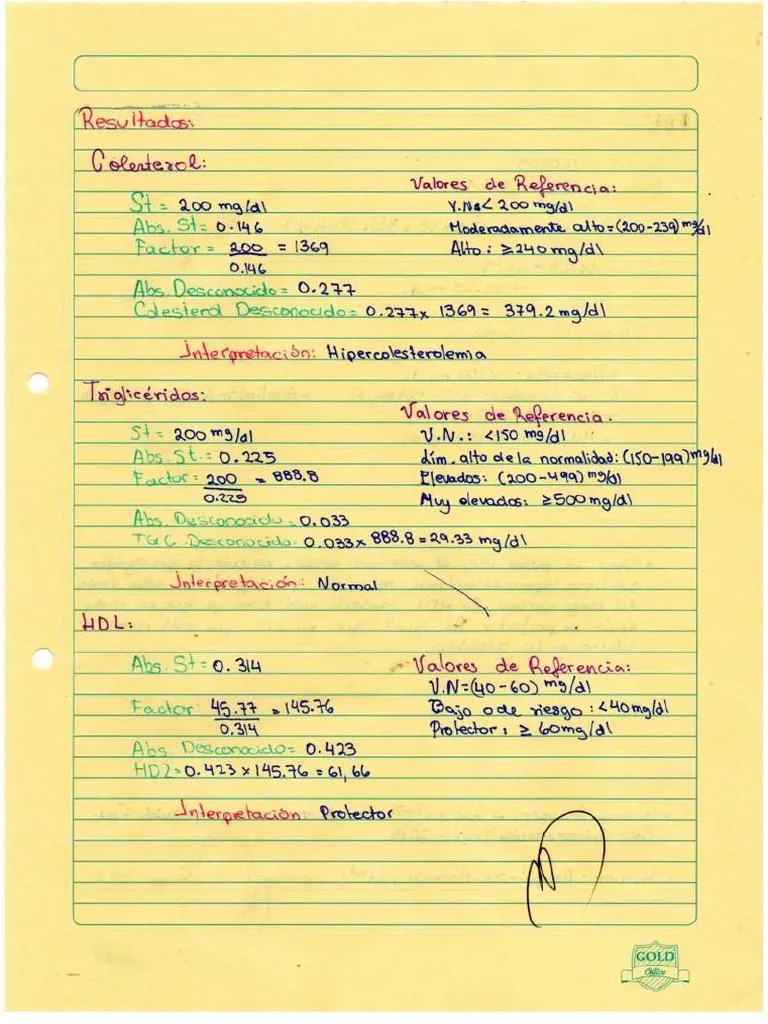 Determinacion Del Perfil Lipidico, Trigliceridos, HDL | PDF