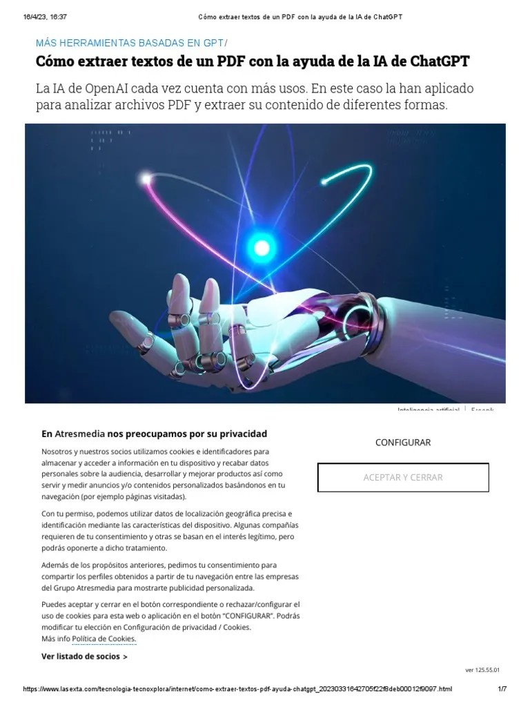 Cómo Extraer Textos De Un PDF Con La Ayuda De La IA De ChatGPT | PDF | Cookie HTTP | Privacidad ...