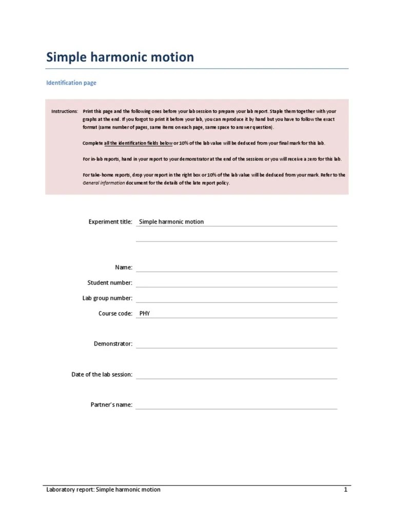 Simple Harmonic Motion - Report | PDF | Oscillation | Amplitude