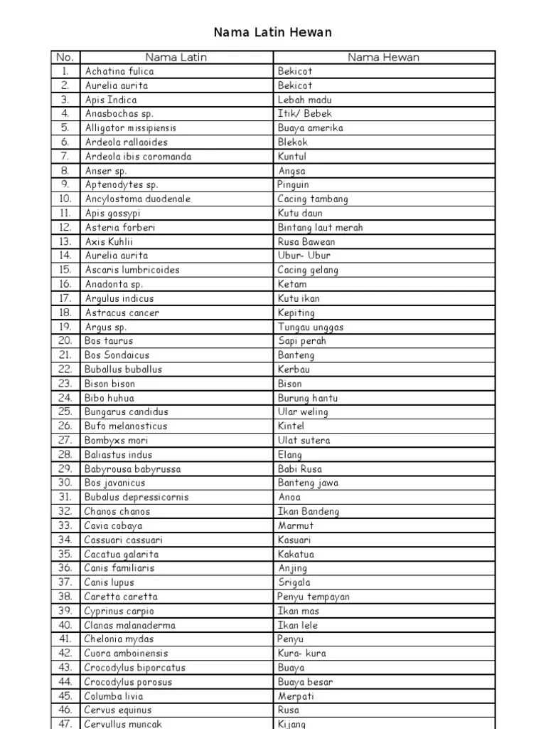 Yuk Lihat 10 Nama Hewan Beserta Nama Latinnya [Terbaru] 