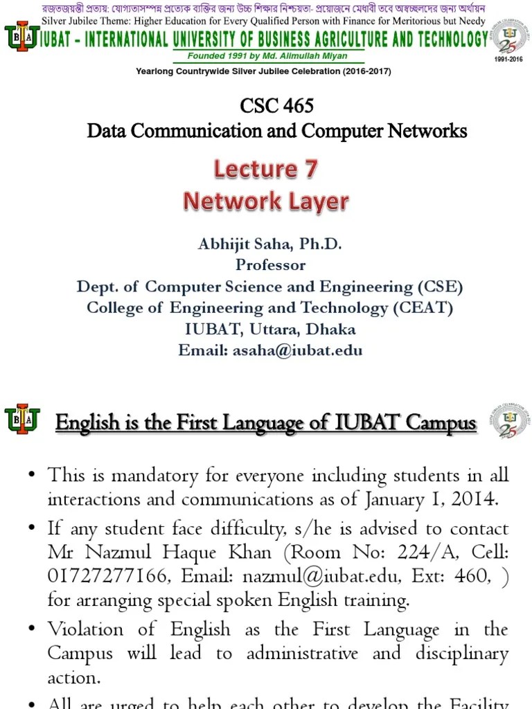 Lecture Slide Network Layer | PDF | Internet Protocols | Routing