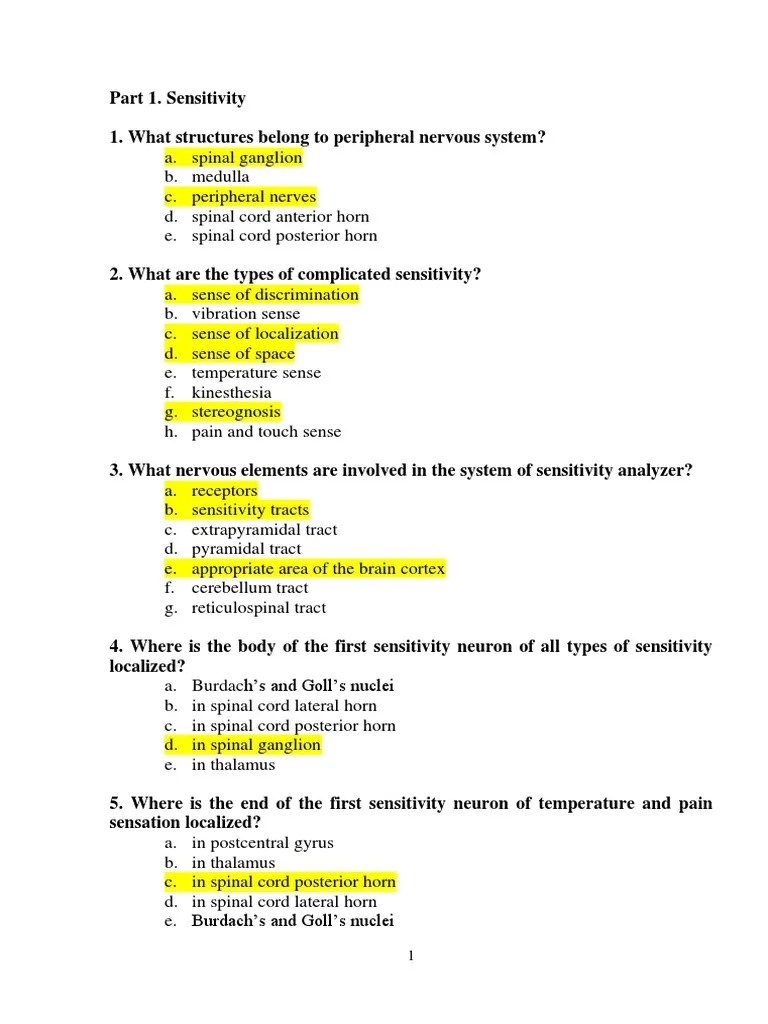 Neurology MCQ Mix | PDF | Spinal Cord | Autonomic Nervous System
