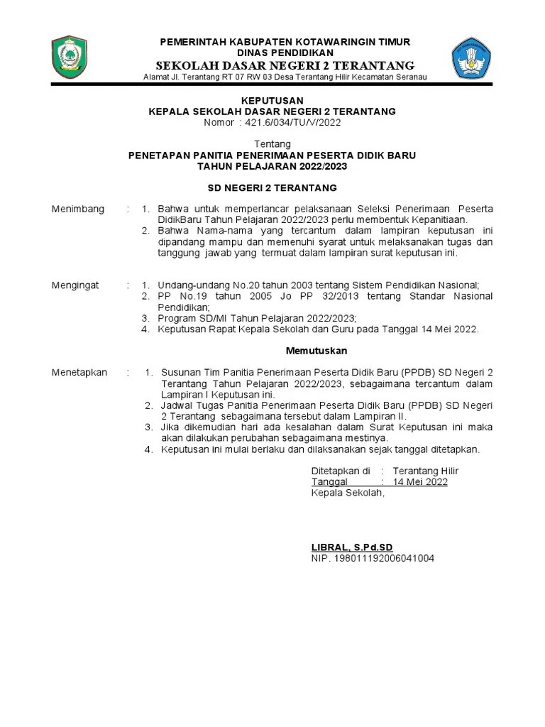 SK Panitia PPDB 2022 | PDF