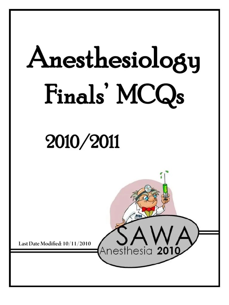 Anesthesiology Finals MCQs
