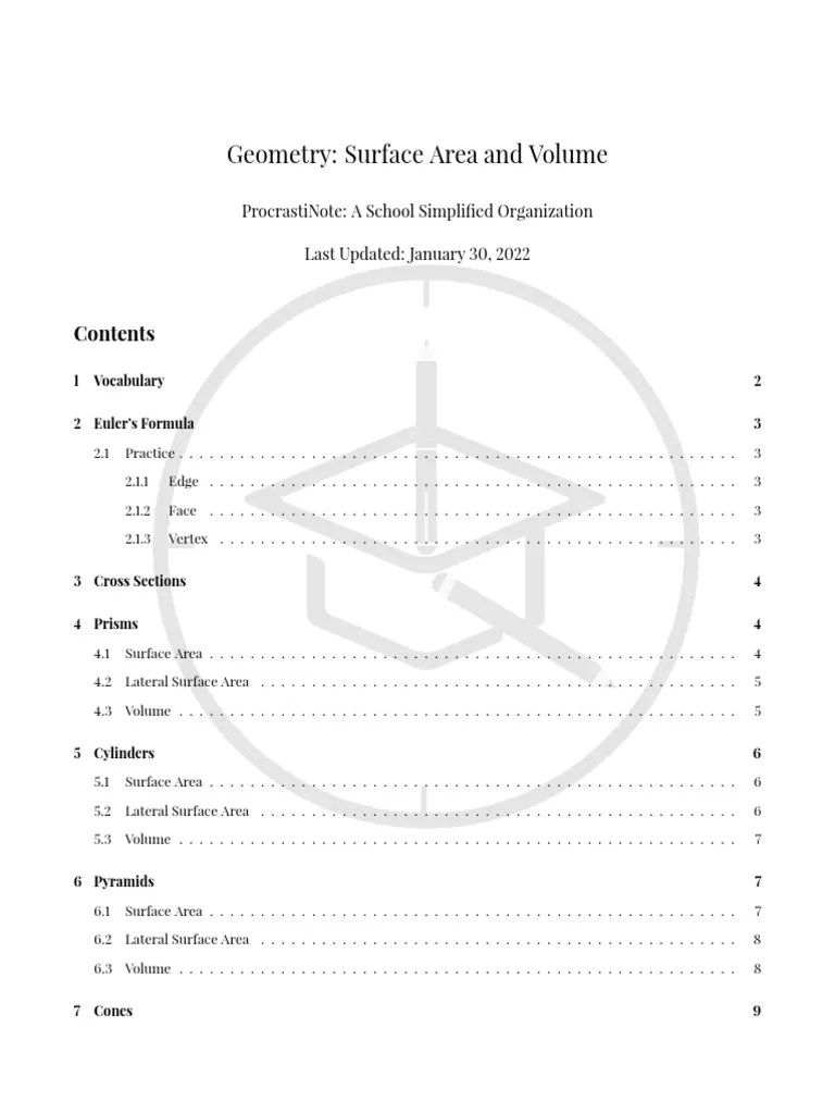 Formulas For Calculating Surface Area And Volume Of Geometric Shapes ...