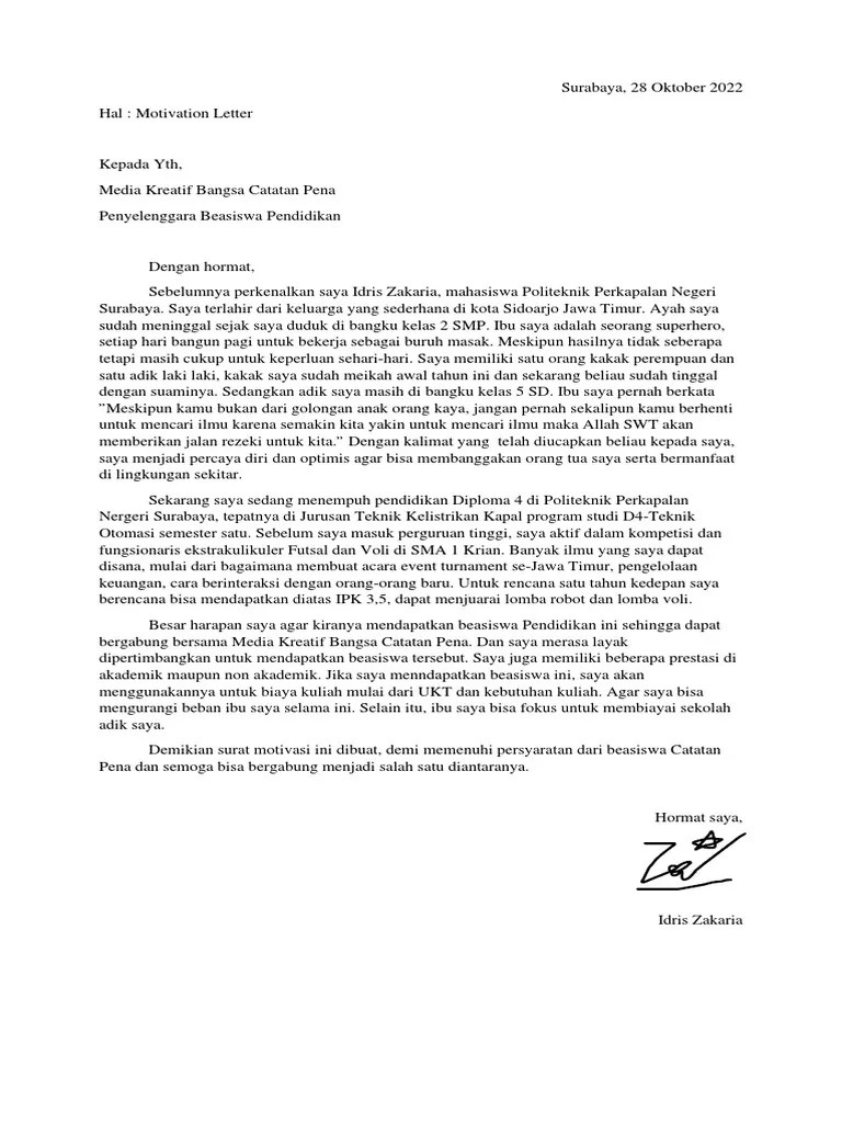 Motivation Letter | PDF