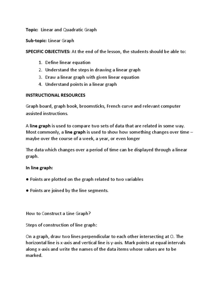 9897 - Lesson Note On Linear And Quadratic Graph | PDF | Quadratic ...