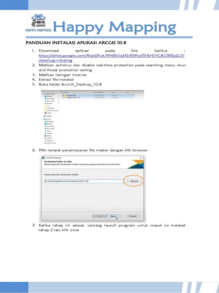 PANDUAN INSTALASI APLIKASI ARCGIS 10.8 (Happy Mapping) | PDF