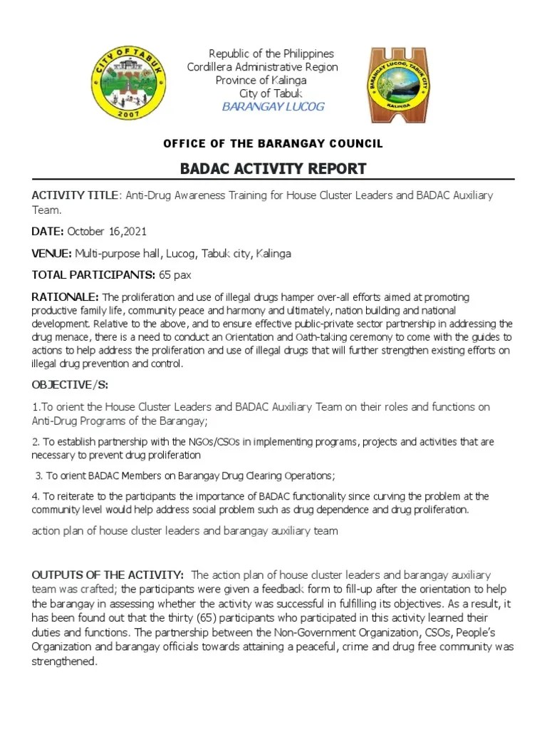 Badac Activity Report Sglg 2022 Pdf Substance Abuse