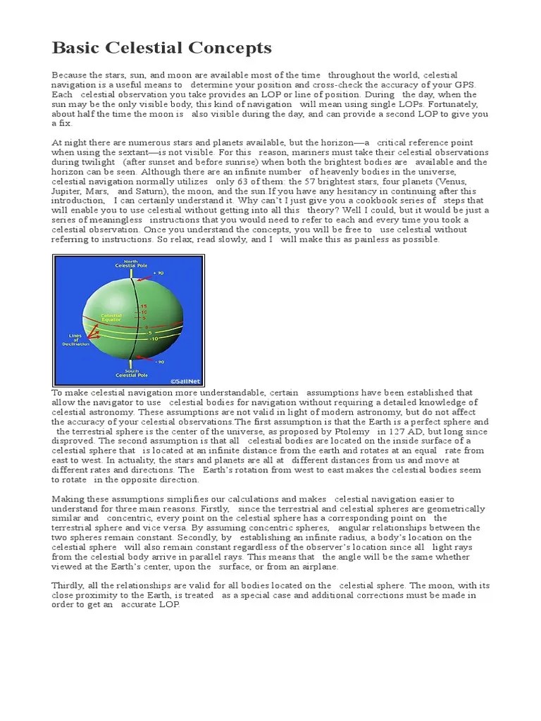 Celestial Navigation | PDF | Longitude | Latitude