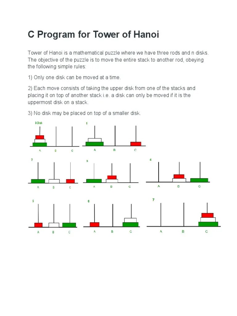 Tower Of Hanoi Using Recursion | PDF