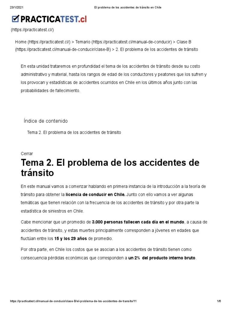 Accidentes Tránsito Chile: Causas Y Costos | PDF