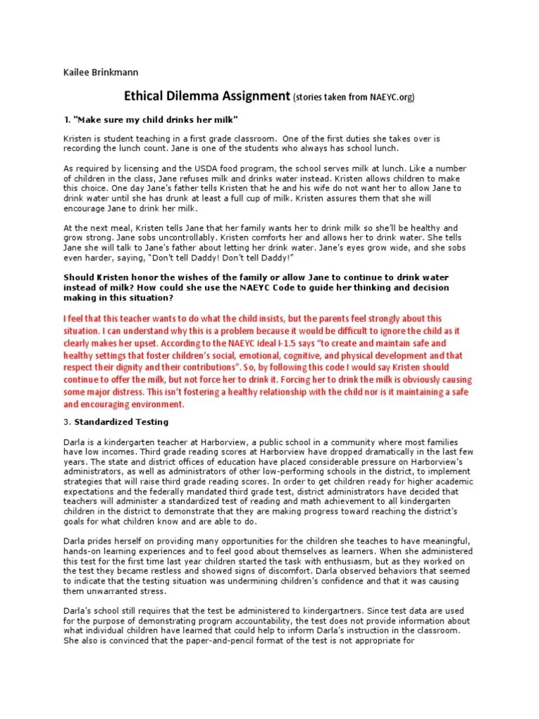 Ethical Dilemmas | PDF | Teachers | Standardized Tests