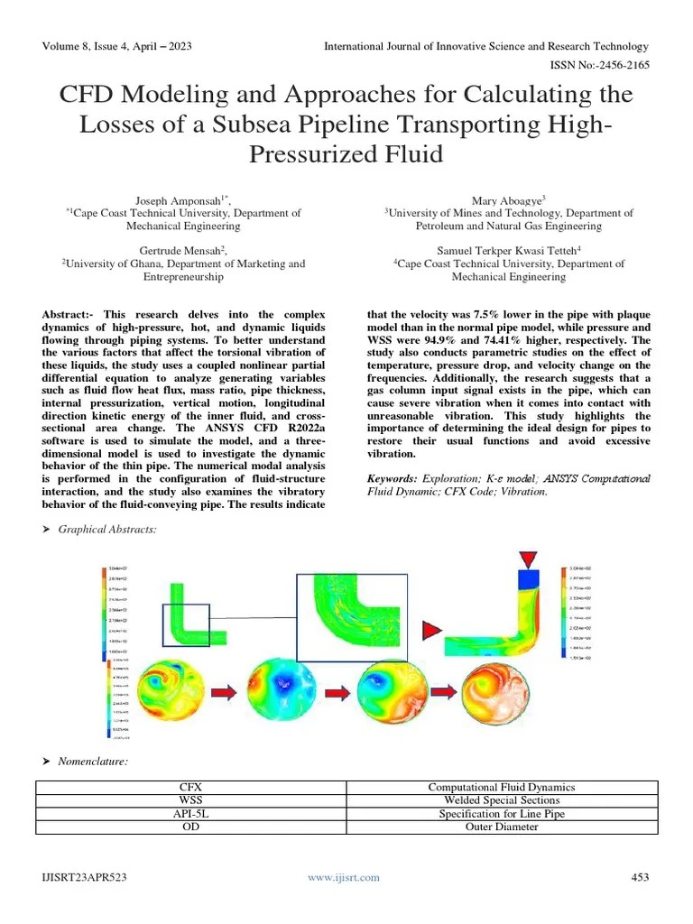 CFD Modeling And Approaches For Calculating The Losses Of A Subsea ...
