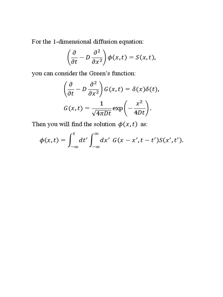 Green's Function For The Diffusion Equation | PDF