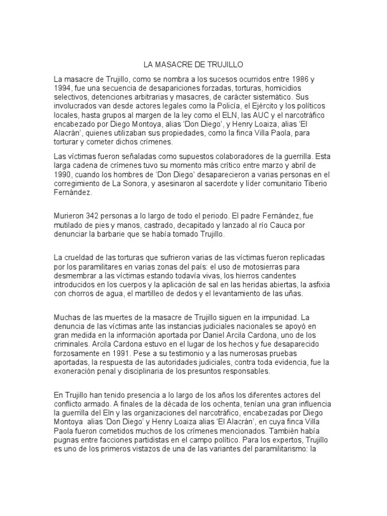 La Masacre De Trujillo | PDF | Colombia