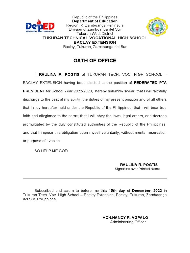 Oath Of Office | PDF