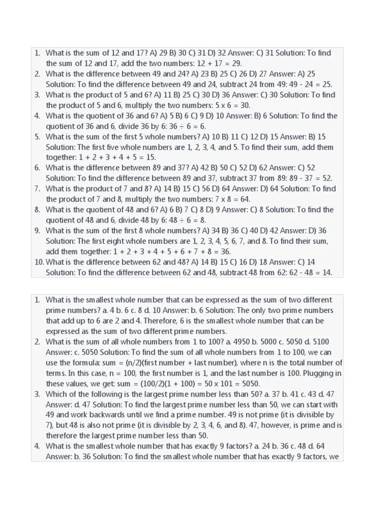 Computation Of Whole Numbers | PDF