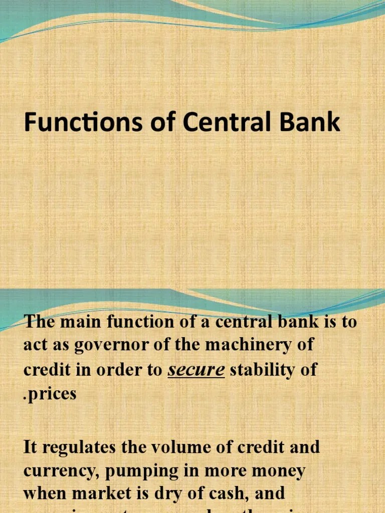 Functions Of Central Bank | PDF | Banks | Central Banks
