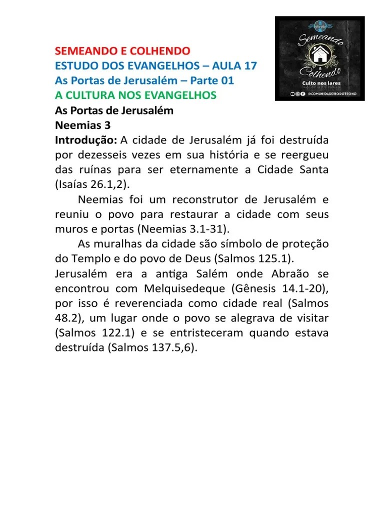 Estudo Dos Evangelhos - As Portas De Jerusalém | PDF | Jerusalém | Jesus