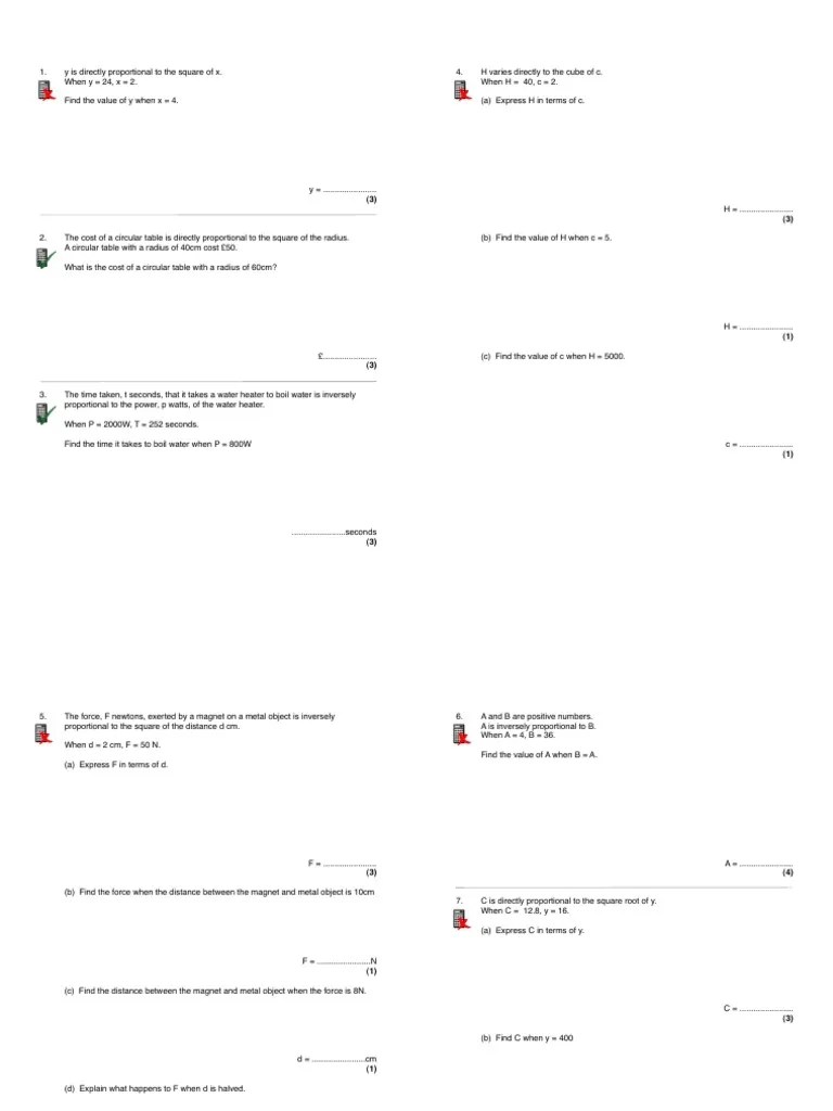 Direct Inverse Proportion Corbett | PDF | Force | Physical Quantities