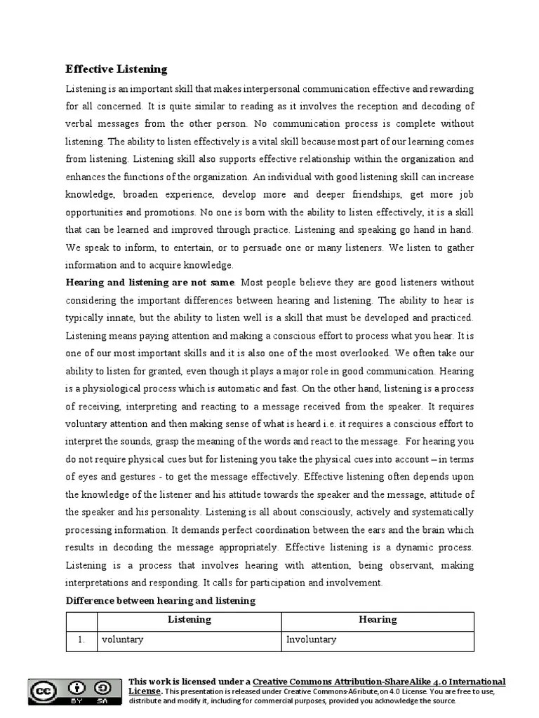 Listening For Improved Understanding - Effective Listening | Descargar ...