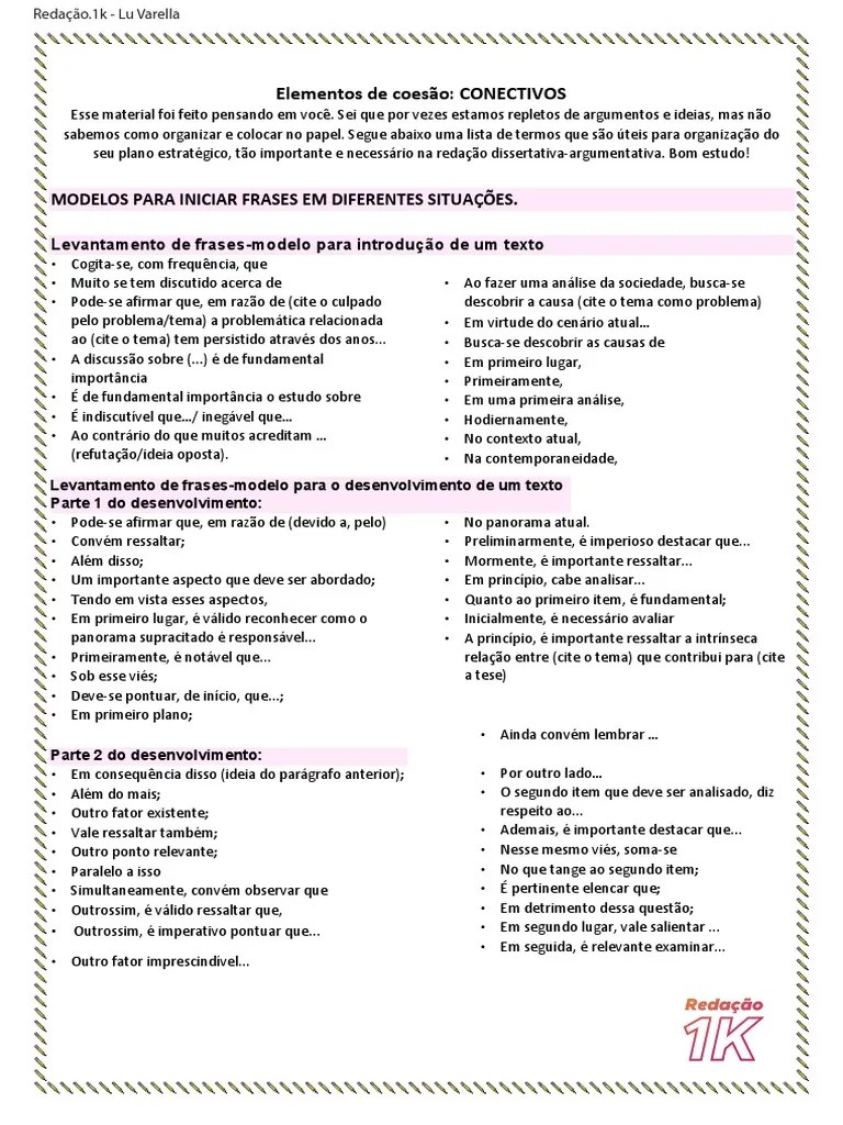Coesão, Conectivos (Redação.1k) | PDF | Tempo