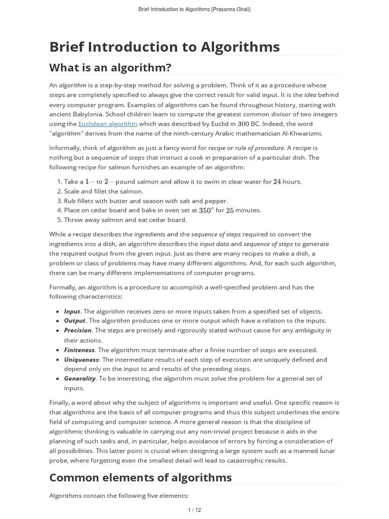 Algorithms Handout | PDF | Algorithms | Sequence