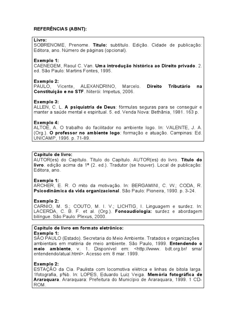 Formatação De Referências Bibliográficas Segundo O Padrão ABNT | PDF
