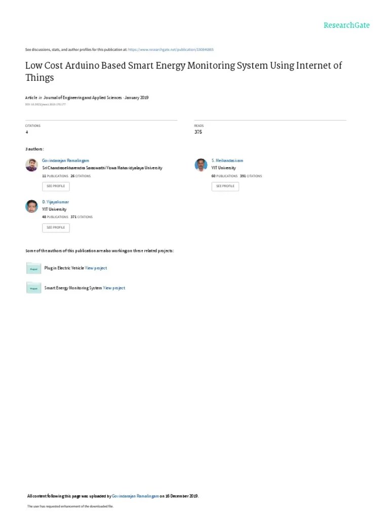 Low Cost Arduino Based Smart Energy Monitoring System Using Internet Of ...