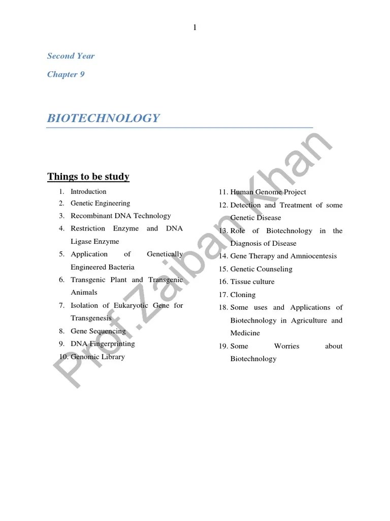 Chapter 9 Biotechnology Pdf Dna Plasmid